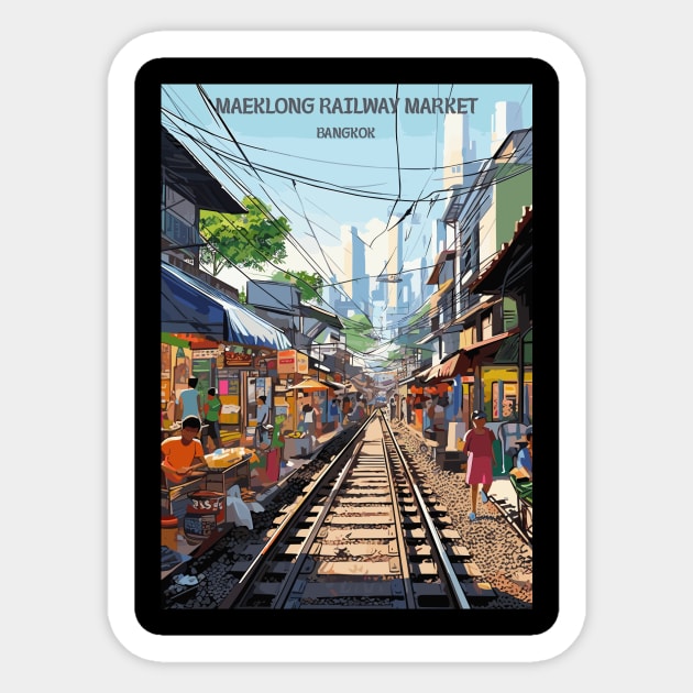 Maeklong Railway Market, Bangkok, Thailand, Travel Print, Travel Wall Art, Home Décor, Gift Art Sticker by TripleTravelArt